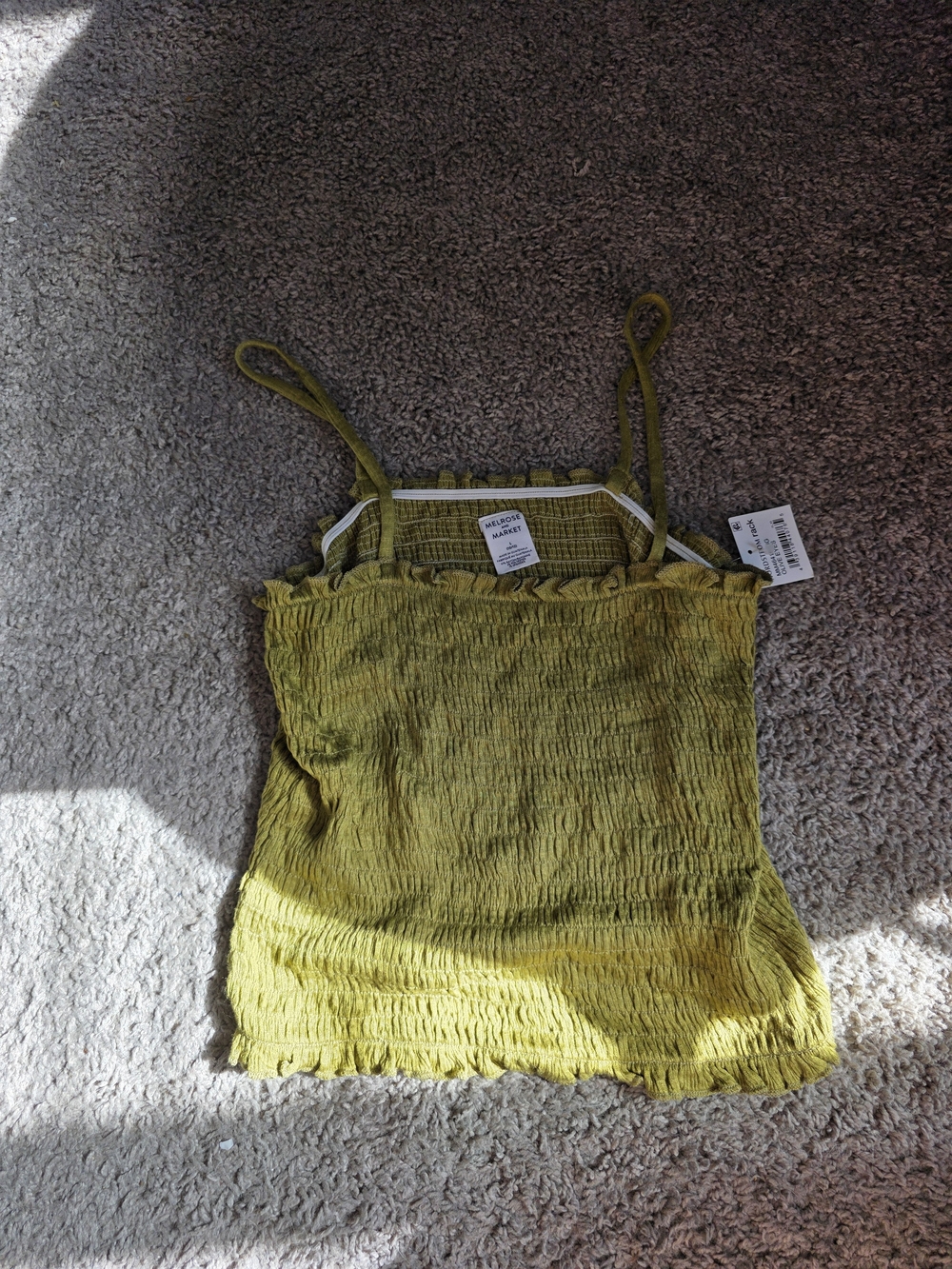 Melrose and Market Olive-Green Smocked Spaghetti Strap Camisole